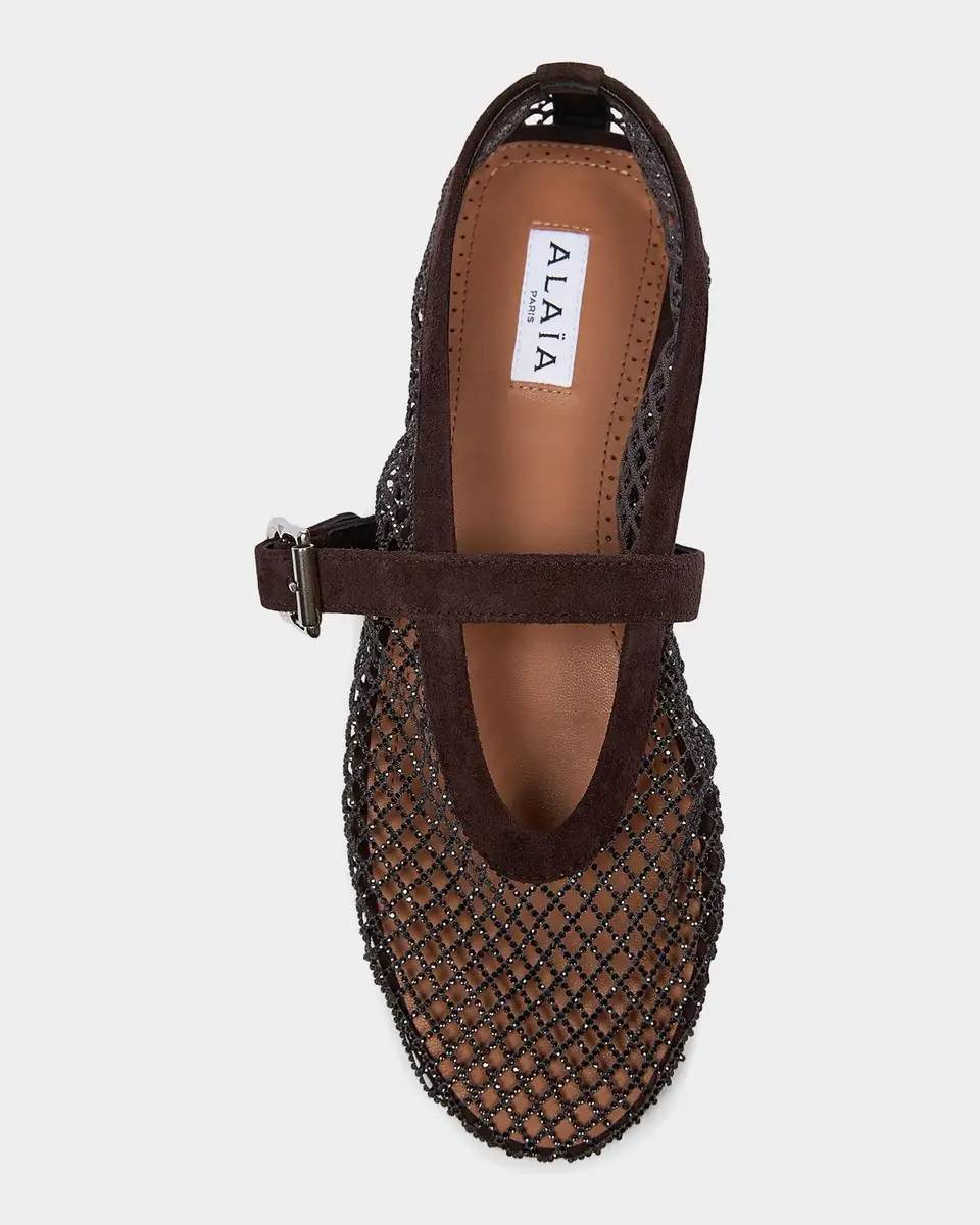 Alaïa Crystal Mesh Ballet Flats | Thumbnail 3