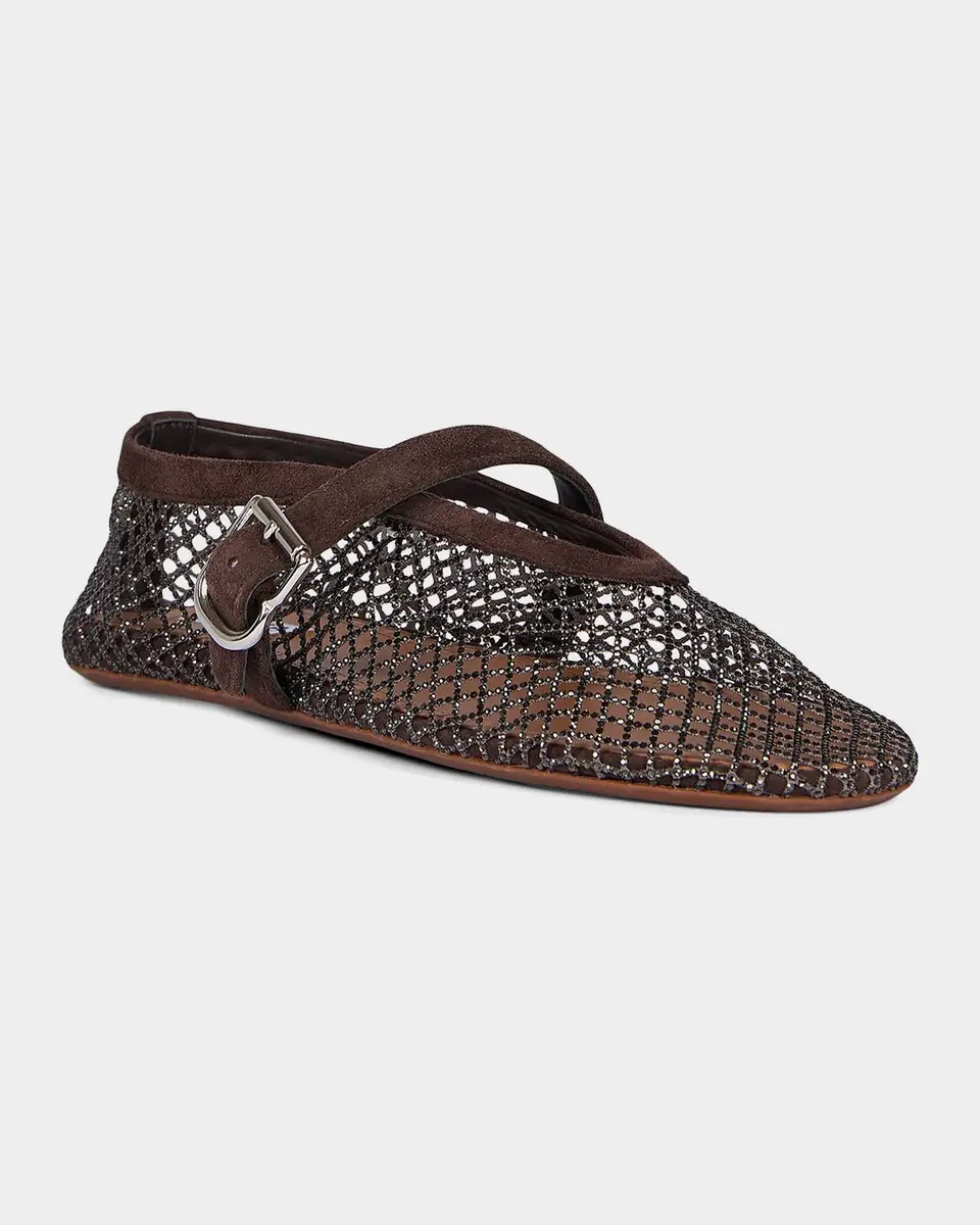 Alaïa Crystal Mesh Ballet Flats | Thumbnail 4