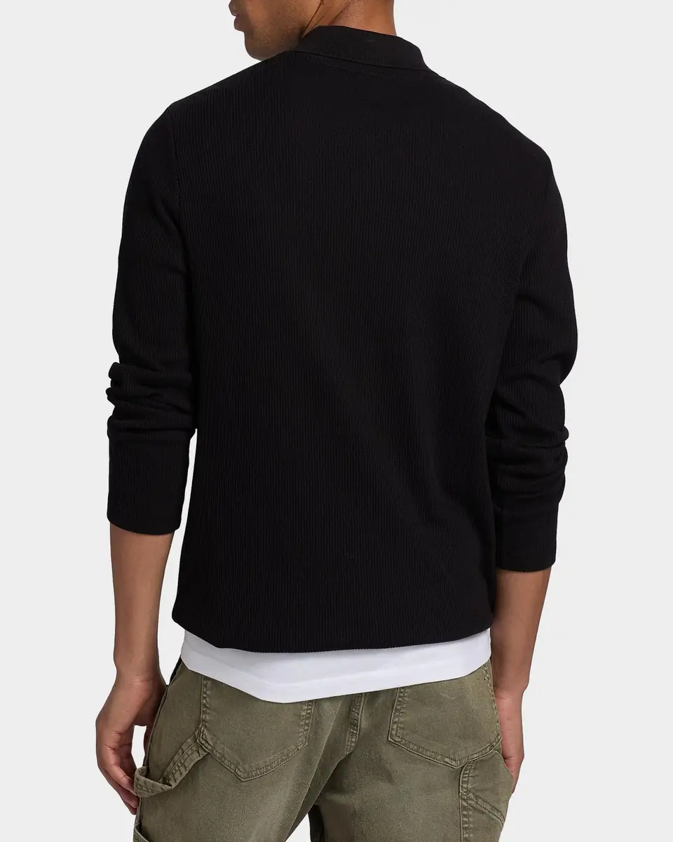 Vince Men's Macro Rib Johnny Collar Polo Sweater | Thumbnail 2 Vince Men's Macro Rib Johnny Collar Polo Sweater | Thumbnail 2