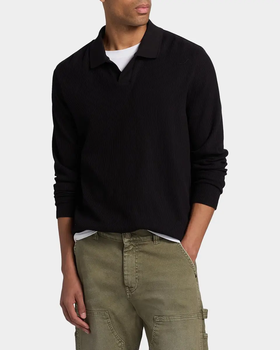 Vince Men's Macro Rib Johnny Collar Polo Sweater | Thumbnail 3 Vince Men's Macro Rib Johnny Collar Polo Sweater | Thumbnail 3