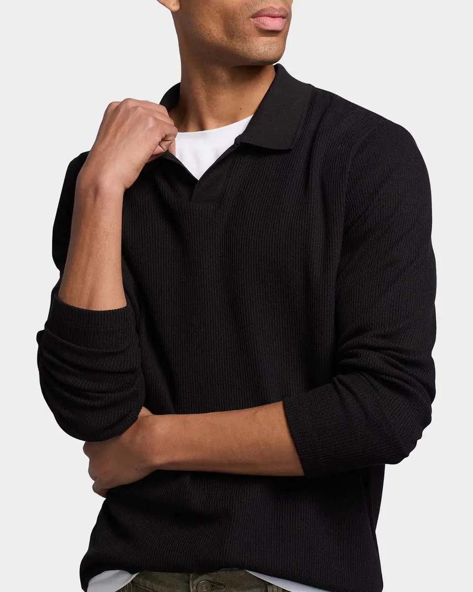Vince Men's Macro Rib Johnny Collar Polo Sweater | Thumbnail 4 Vince Men's Macro Rib Johnny Collar Polo Sweater | Thumbnail 4