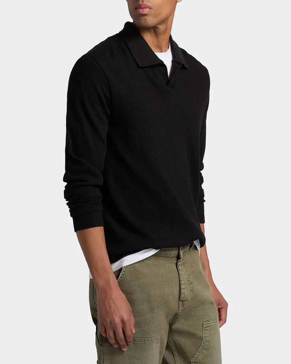 Vince Men's Macro Rib Johnny Collar Polo Sweater | Thumbnail 6 Vince Men's Macro Rib Johnny Collar Polo Sweater | Thumbnail 6