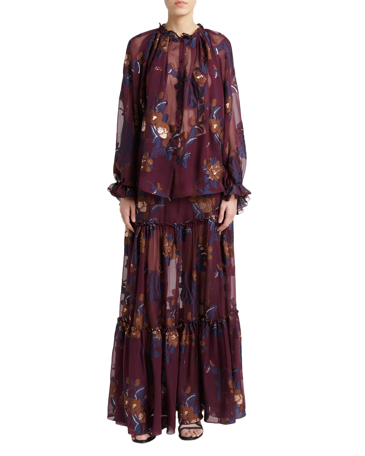 Voluminous Floral Chiffon Blouse Voluminous Floral Chiffon Blouse