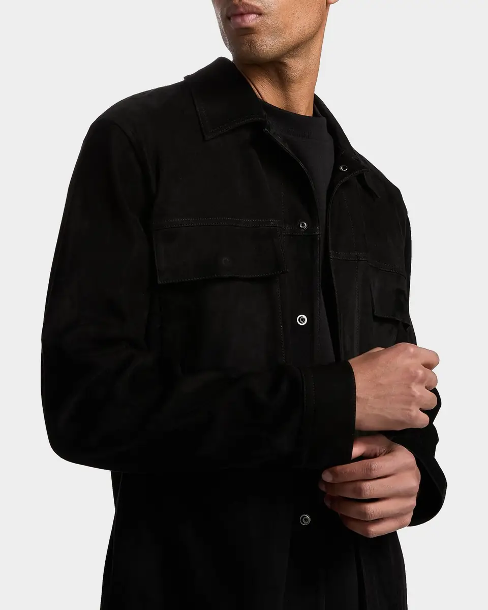 Vince Men's Suede Snap-Front Shirt Jacket | Thumbnail 4 Vince Men's Suede Snap-Front Shirt Jacket | Thumbnail 4