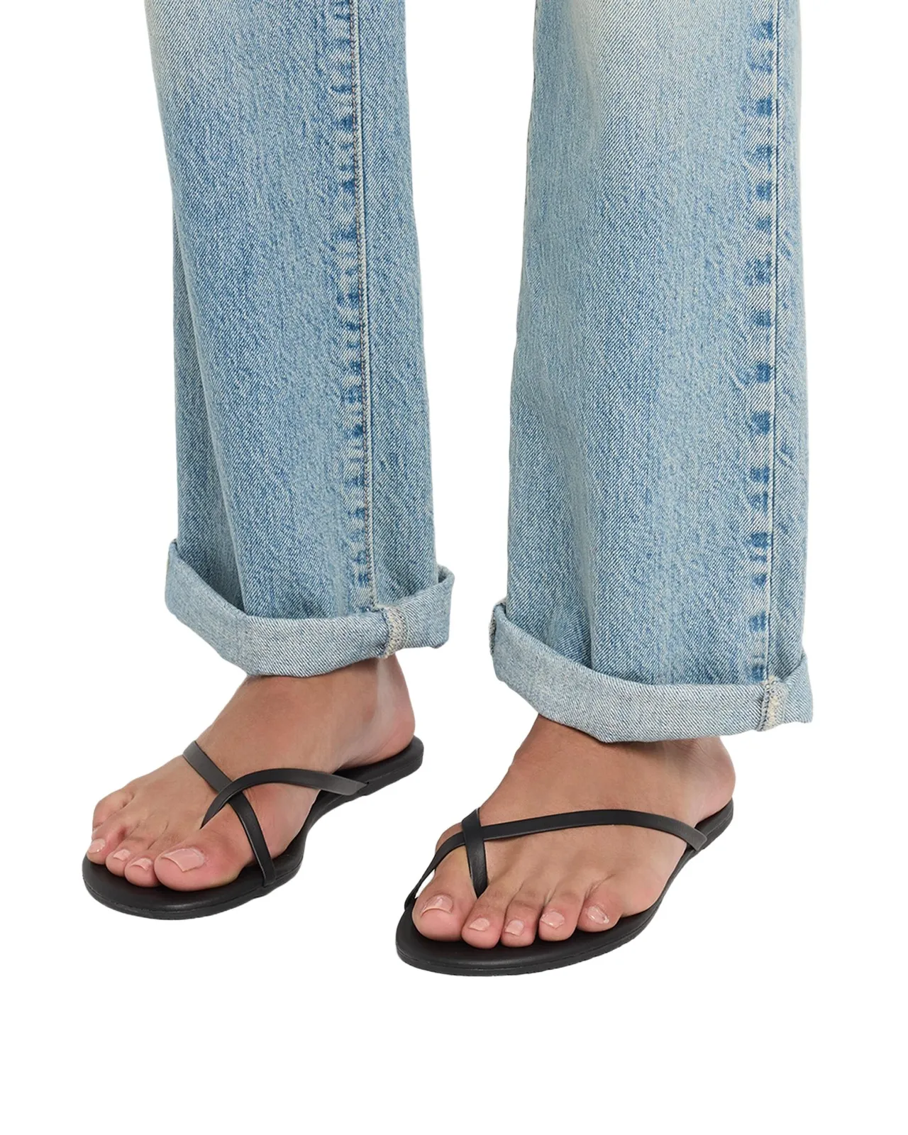 TKEES Riley Metallic Leather Crisscross Flat Thong Sandals