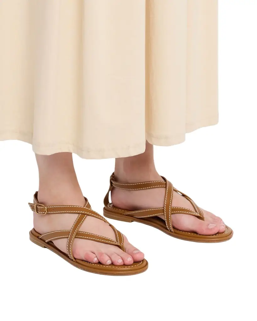 Stuart Weitzman Park Flat Strappy Leather Sandals