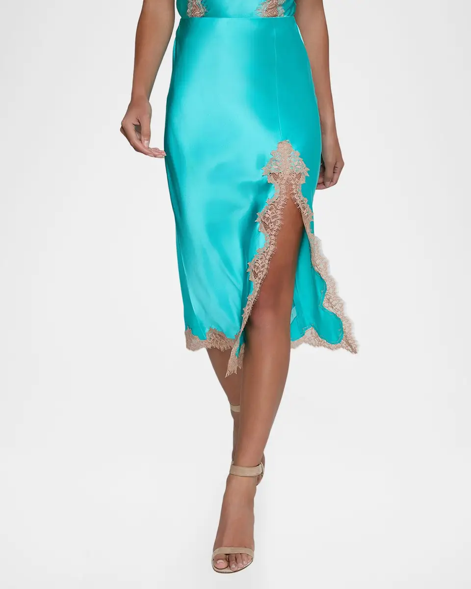 L'Agence Tico Lace Silk Midi Skirt | Thumbnail 3