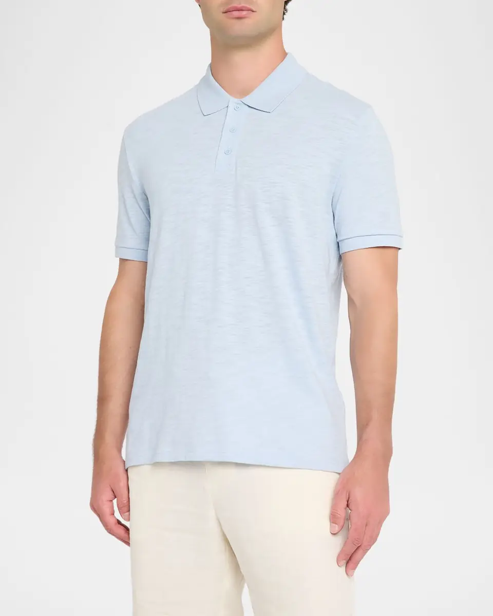 Vince Men's Cotton Heathered Polo Shirt | Thumbnail 3 Vince Men's Cotton Heathered Polo Shirt | Thumbnail 3