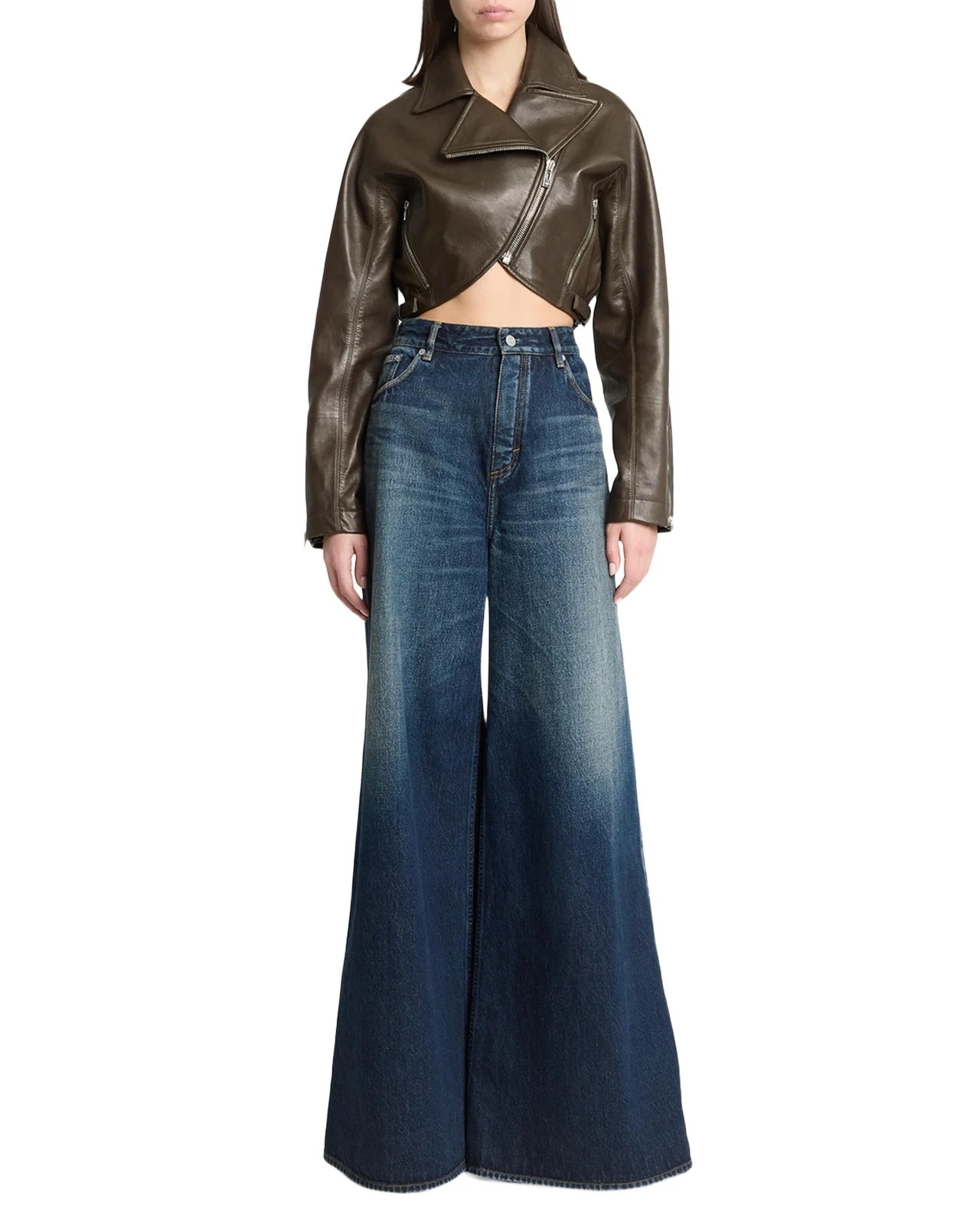 High-Rise Denim Wide-Leg Palazzo Pants High-Rise Denim Wide-Leg Palazzo Pants