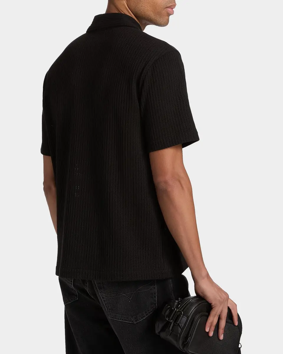 Vince Men's Pointelle Short-Sleeve Shirt | Thumbnail 2 Vince Men's Pointelle Short-Sleeve Shirt | Thumbnail 2