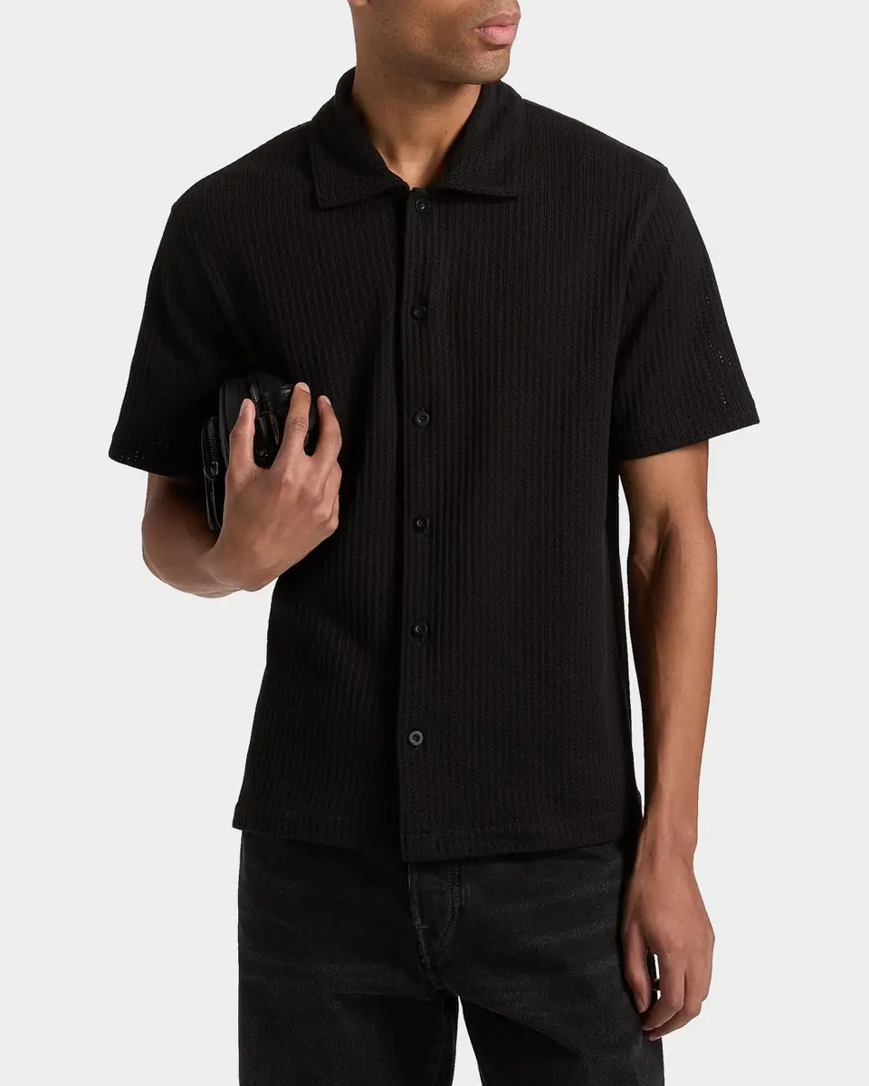 Vince Men's Pointelle Short-Sleeve Shirt | Thumbnail 3 Vince Men's Pointelle Short-Sleeve Shirt | Thumbnail 3