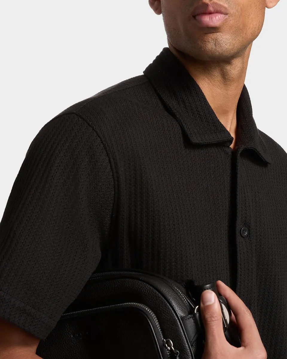 Vince Men's Pointelle Short-Sleeve Shirt | Thumbnail 4 Vince Men's Pointelle Short-Sleeve Shirt | Thumbnail 4