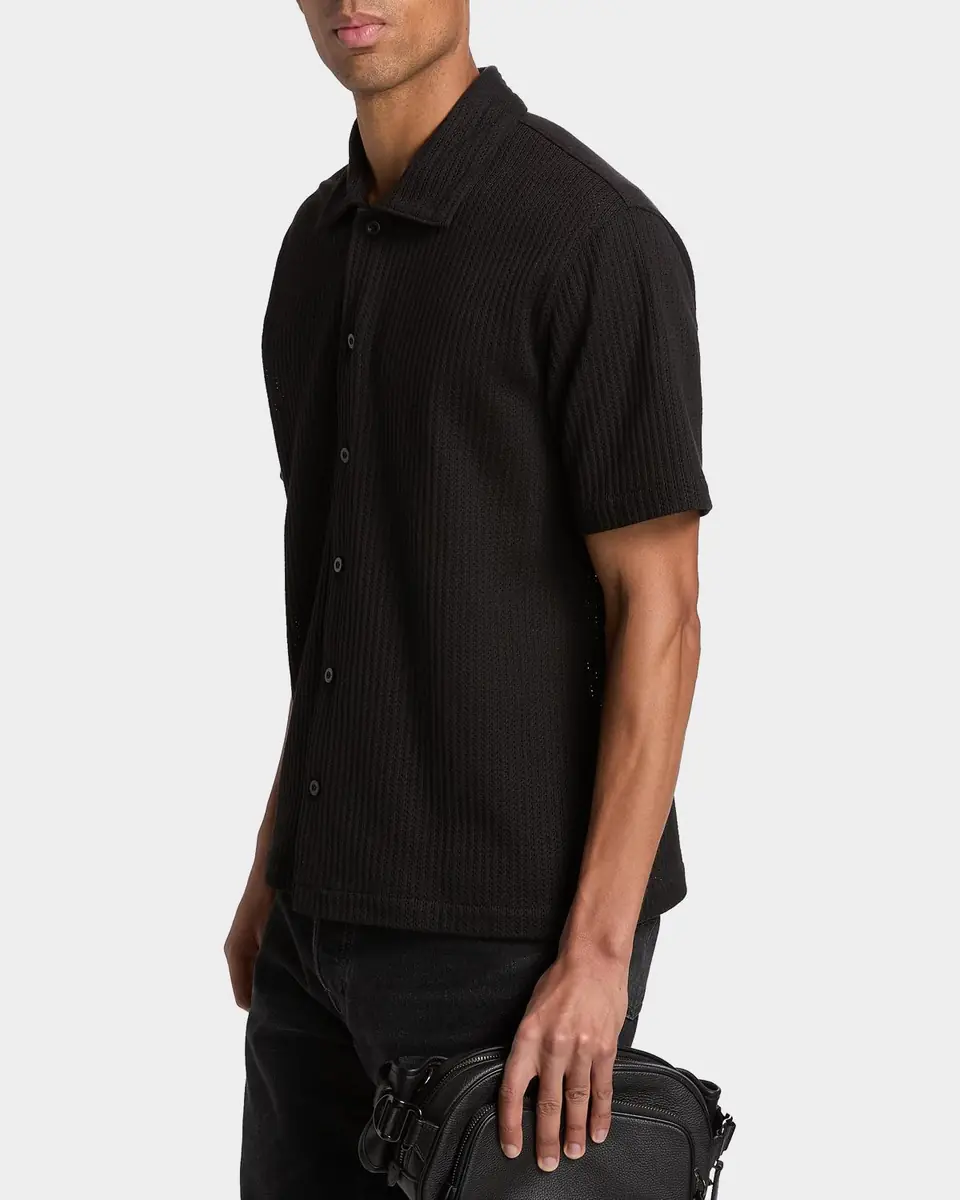 Vince Men's Pointelle Short-Sleeve Shirt | Thumbnail 6 Vince Men's Pointelle Short-Sleeve Shirt | Thumbnail 6