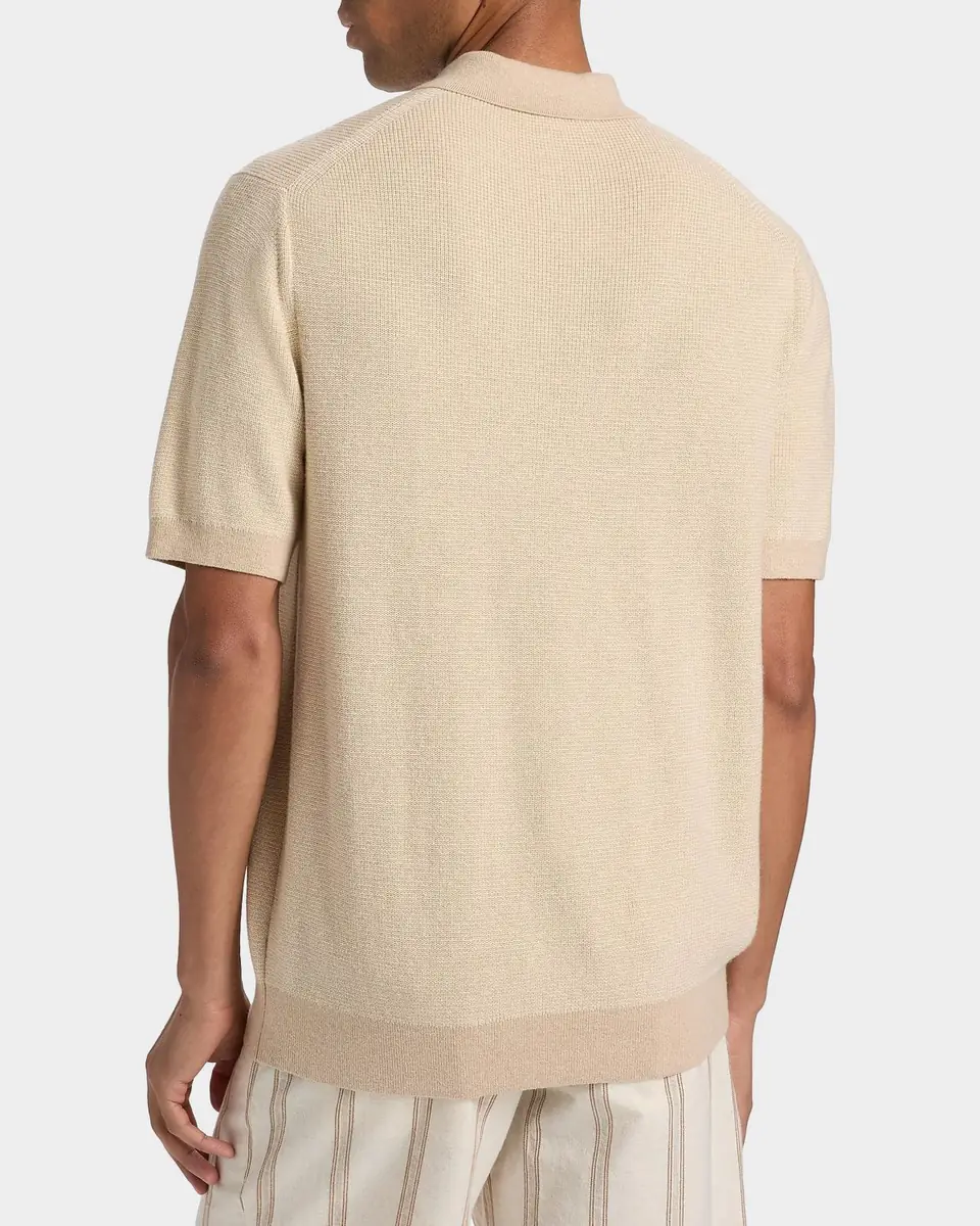 Vince Men's Cotton and Cashmere Micro-Knit Short-Sleeve Polo Sweater | Thumbnail 2 Vince Men's Cotton and Cashmere Micro-Knit Short-Sleeve Polo Sweater | Thumbnail 2