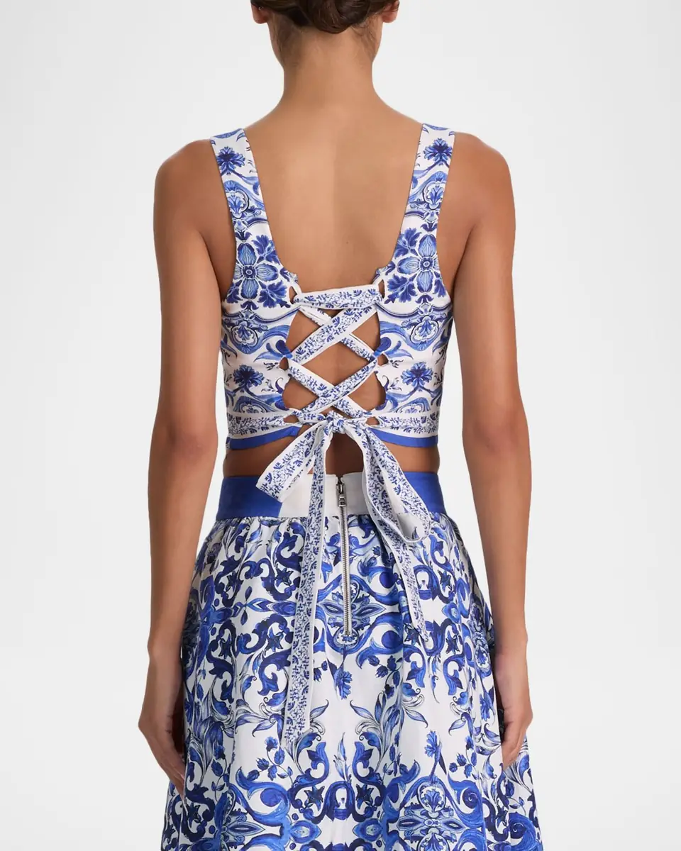 Alice + Olivia Miriam Printed Linen Crop Top | Thumbnail 2 Alice + Olivia Miriam Printed Linen Crop Top | Thumbnail 2
