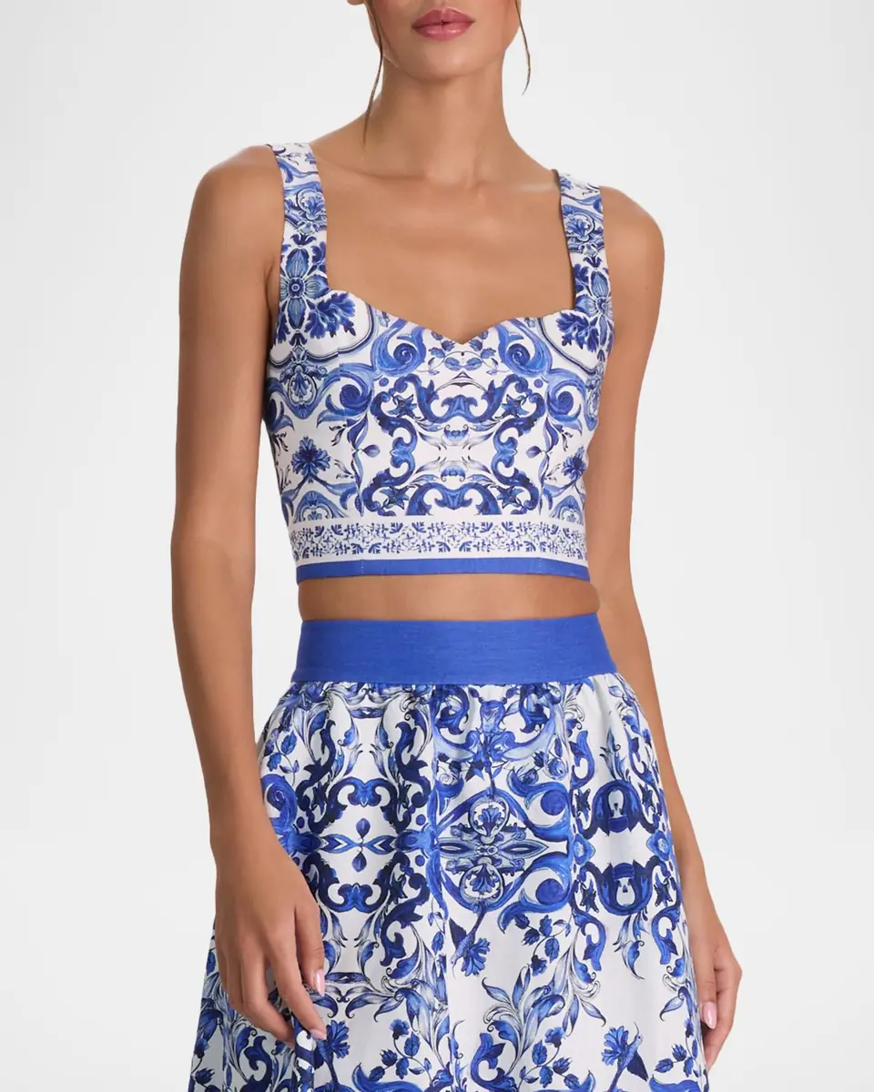 Alice + Olivia Miriam Printed Linen Crop Top | Thumbnail 3 Alice + Olivia Miriam Printed Linen Crop Top | Thumbnail 3