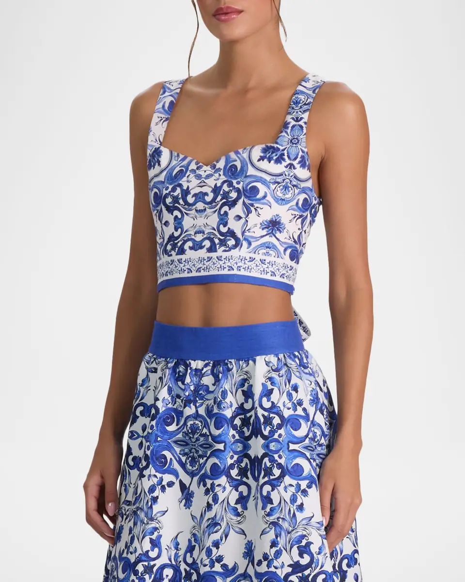 Alice + Olivia Miriam Printed Linen Crop Top | Thumbnail 5 Alice + Olivia Miriam Printed Linen Crop Top | Thumbnail 5