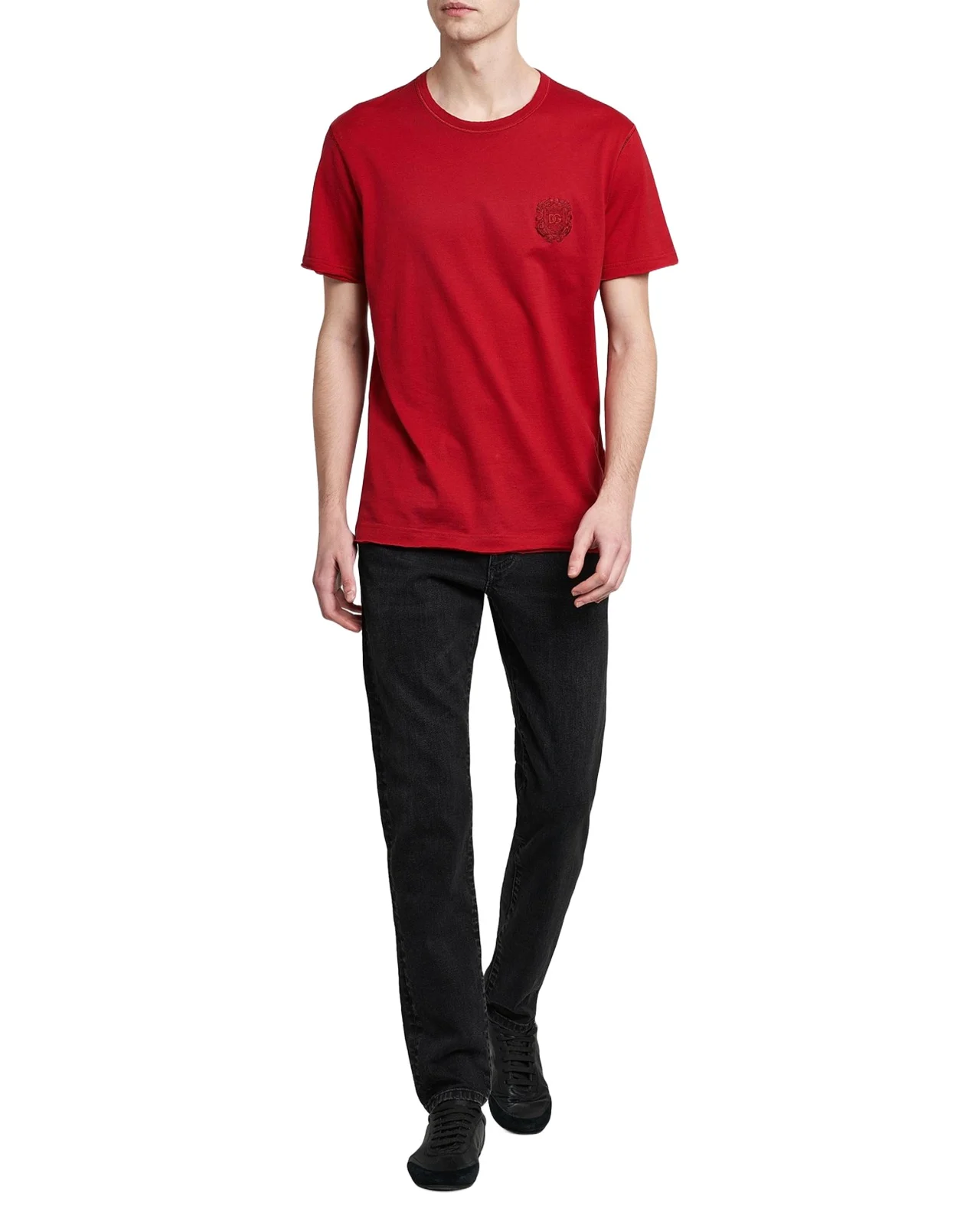 Dolce & Gabbana Men's Cotton Embroidered-Crest Crewneck T-Shirt