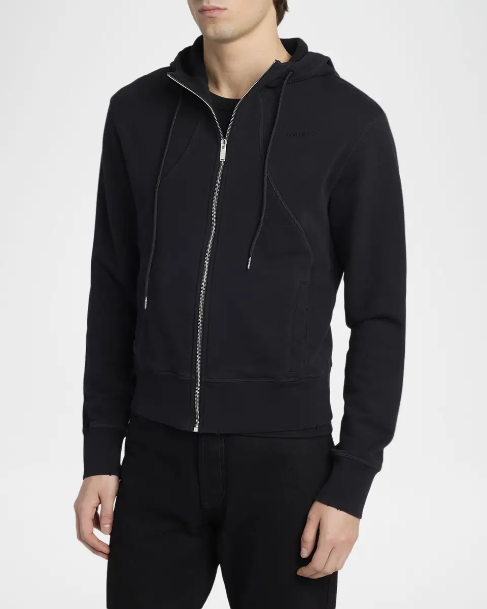 Alexander McQueen Men's Stonewashed Cotton Full-Zip Hoodie | Thumbnail 3 Alexander McQueen Men's Stonewashed Cotton Full-Zip Hoodie | Thumbnail 3