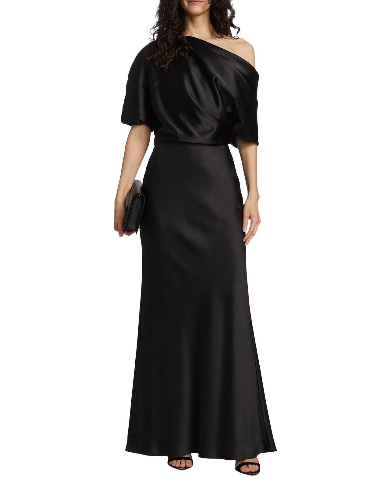Draped Satin One-Shoulder Gown Draped Satin One-Shoulder Gown