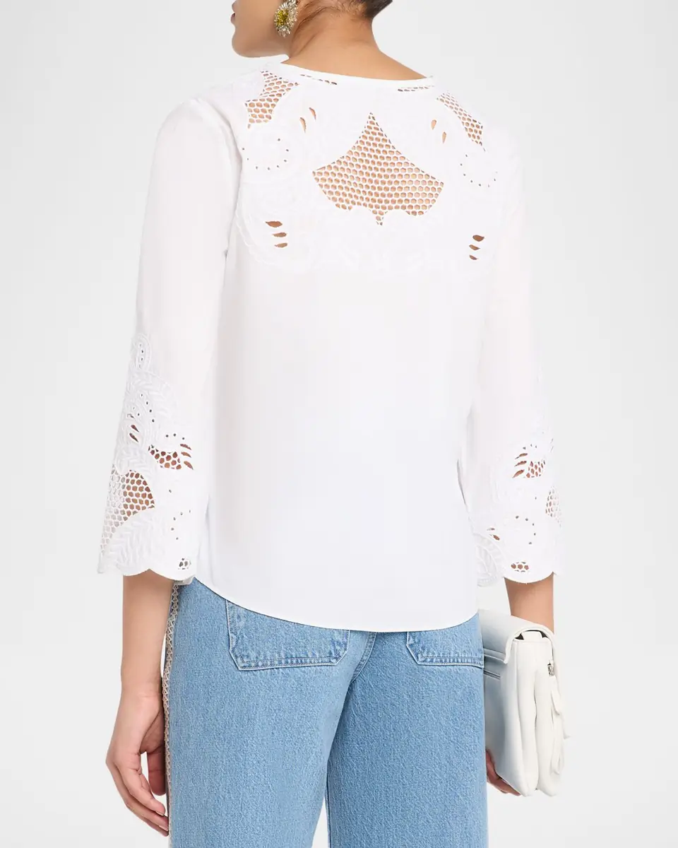 Veronica Beard Suniva Embroidered Cotton Top | Thumbnail 2 Veronica Beard Suniva Embroidered Cotton Top | Thumbnail 2