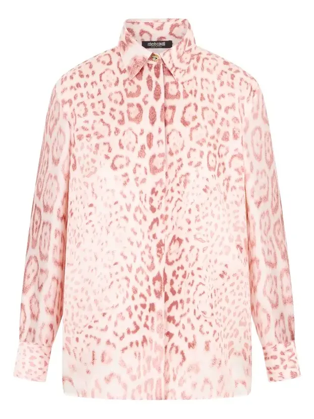 Jaguar Pink Print Silk Shirt Jaguar Pink Print Silk Shirt