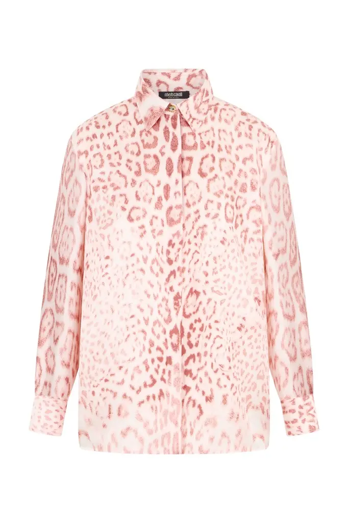 Roberto Cavalli Jaguar Pink Print Silk Shirt | Image 1 Roberto Cavalli Jaguar Pink Print Silk Shirt | Image 1