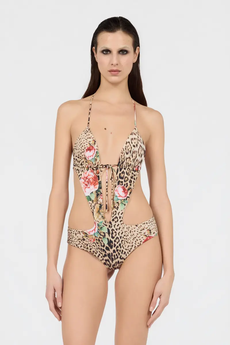 Roberto Cavalli Jaguar Roses Print One-Piece Swimsuit | Thumbnail 2 Roberto Cavalli Jaguar Roses Print One-Piece Swimsuit | Thumbnail 2