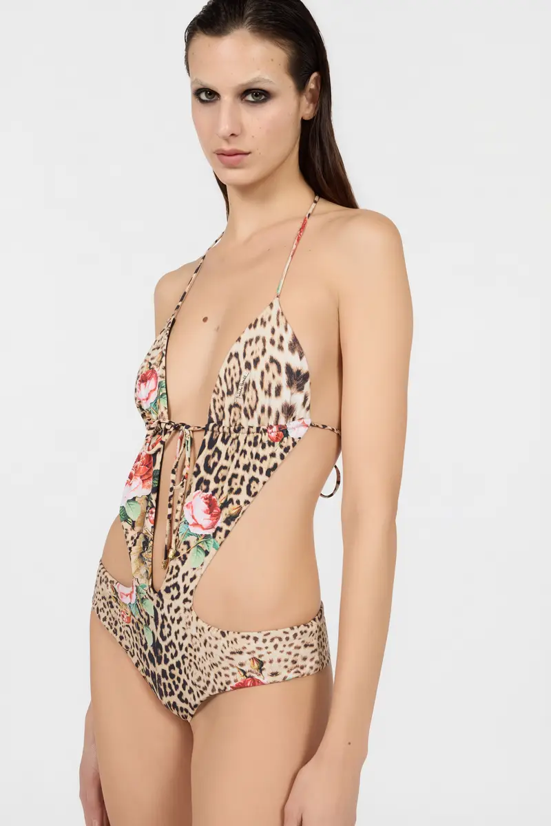 Roberto Cavalli Jaguar Roses Print One-Piece Swimsuit | Thumbnail 4 Roberto Cavalli Jaguar Roses Print One-Piece Swimsuit | Thumbnail 4
