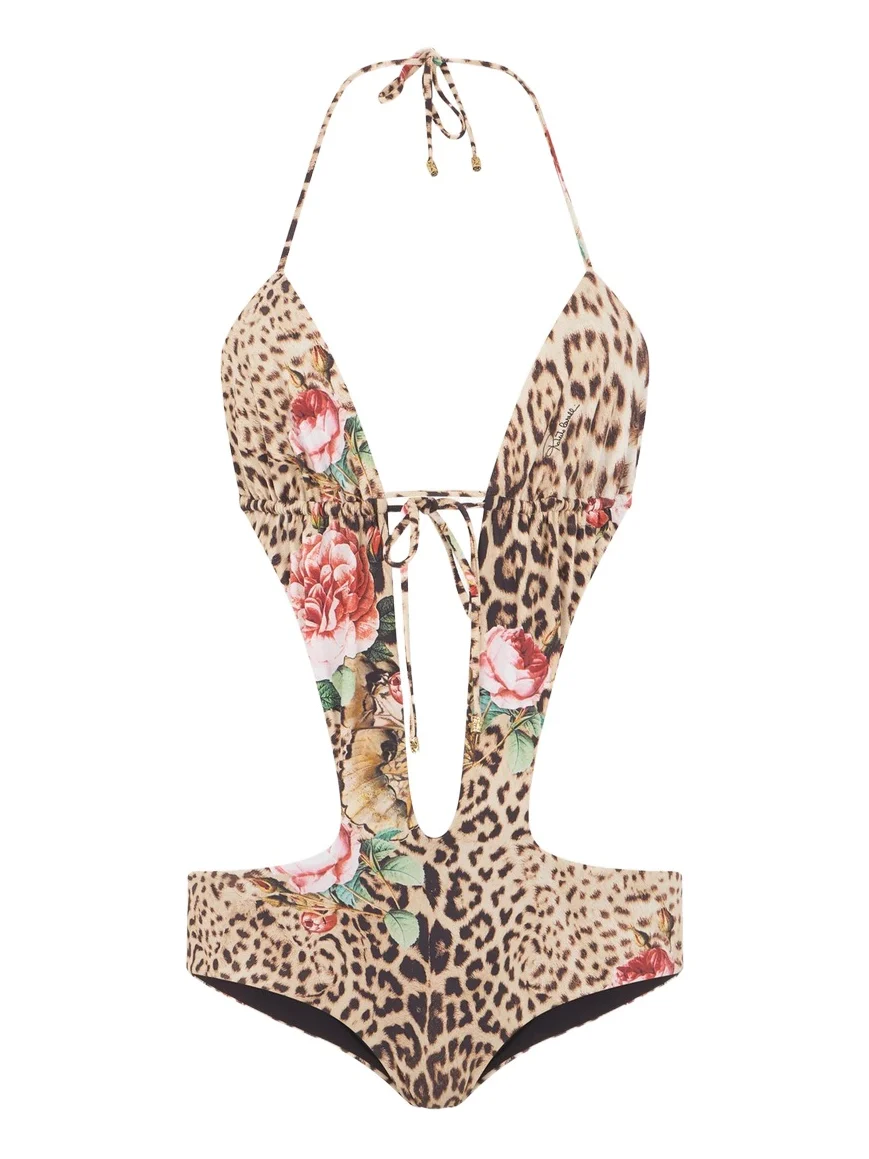 Jaguar Roses Print One-Piece Swimsuit