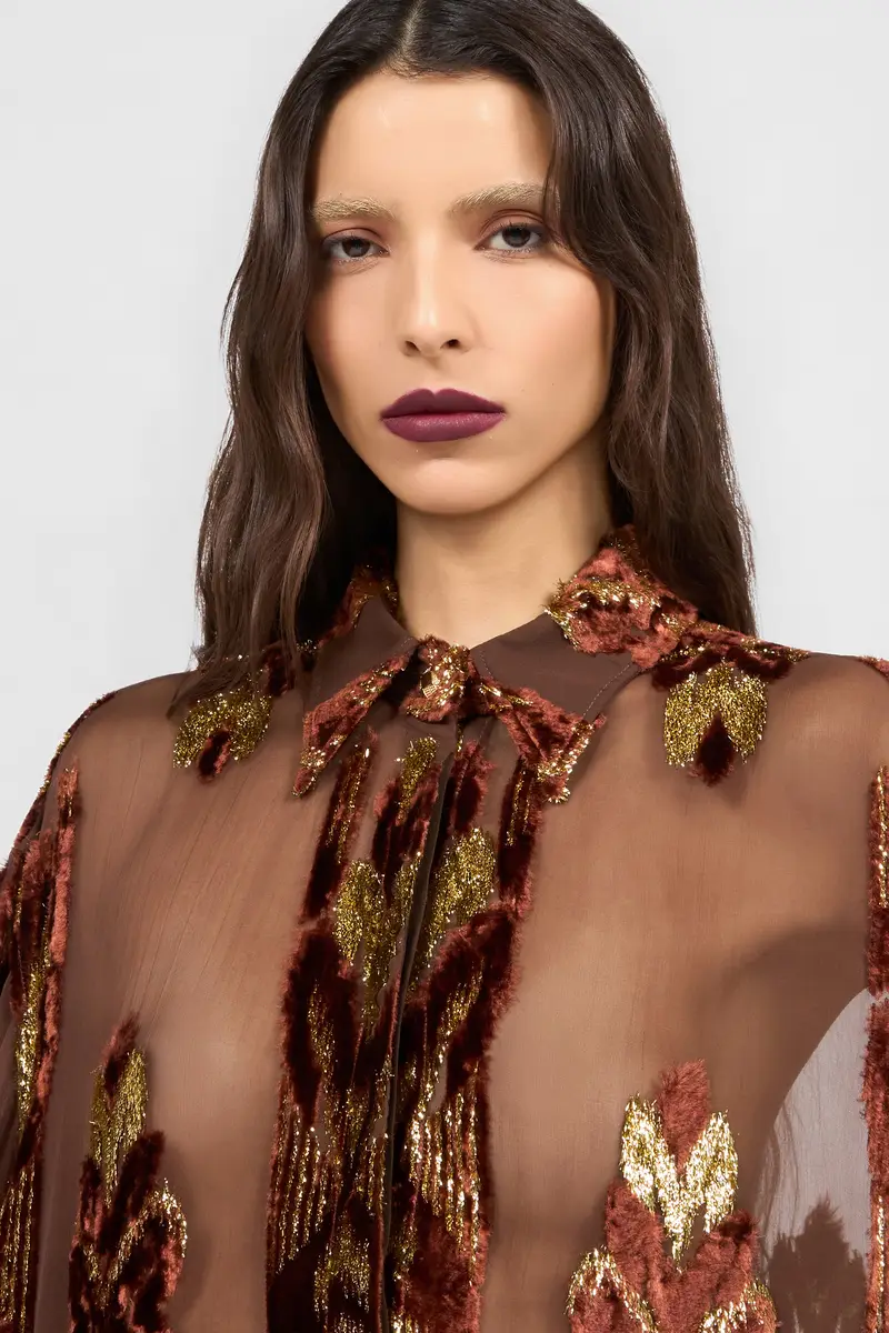 Roberto Cavalli Brown Fil Coupé Shirt | Thumbnail 4
