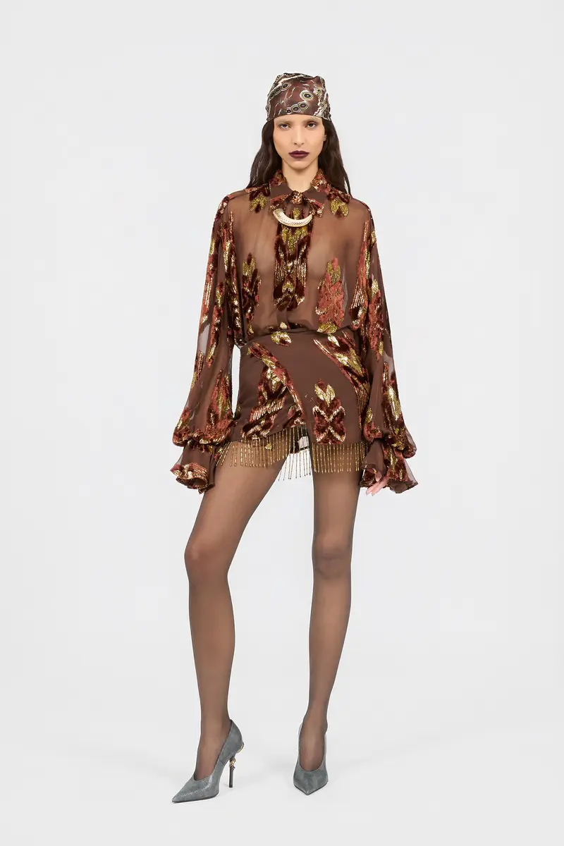 Roberto Cavalli Brown Fil Coupé Shirt | Thumbnail 6