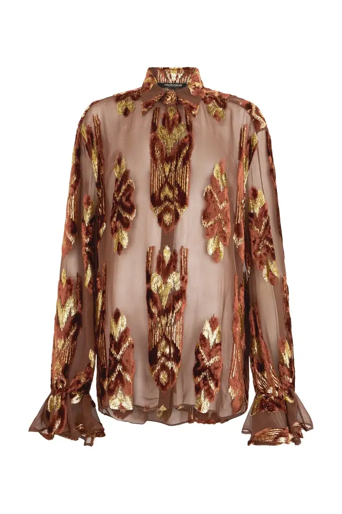Roberto Cavalli Brown Fil Coupé Shirt | Image 1 Roberto Cavalli Brown Fil Coupé Shirt | Image 1