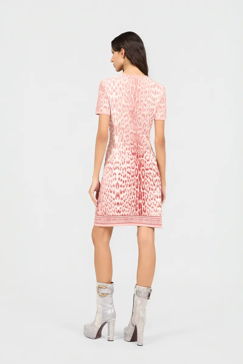 Roberto Cavalli Jaguar Pink Print Midi Dress | Thumbnail 3