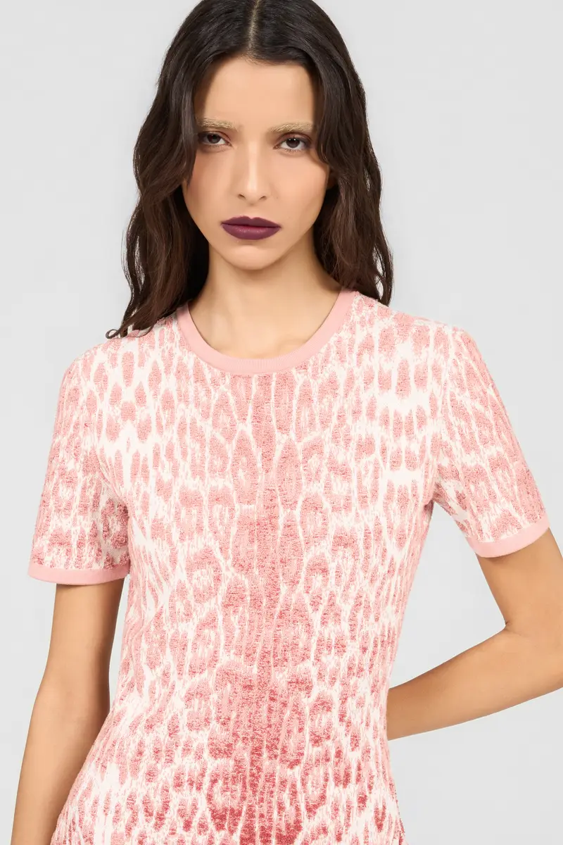 Roberto Cavalli Jaguar Pink Print Midi Dress | Thumbnail 4