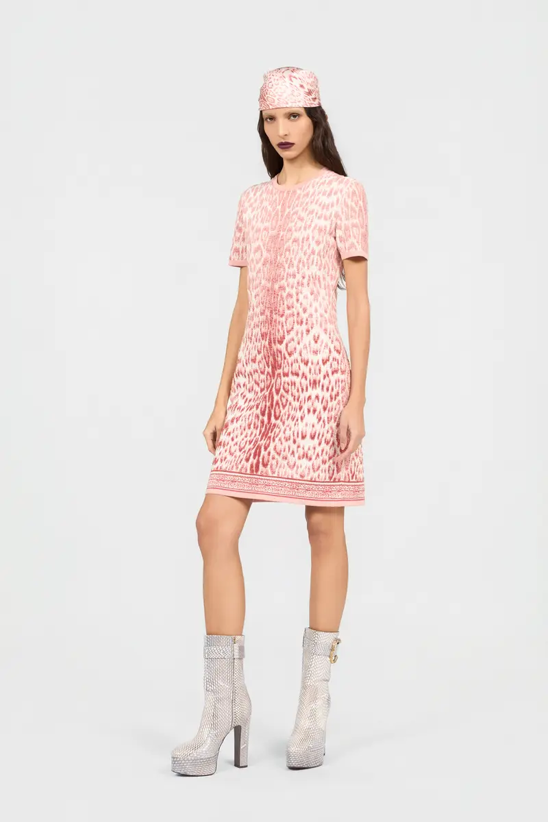 Roberto Cavalli Jaguar Pink Print Midi Dress | Thumbnail 6