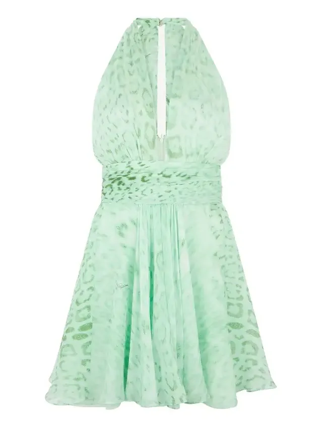 Jaguar Mint Print Silk Mini Dress Jaguar Mint Print Silk Mini Dress
