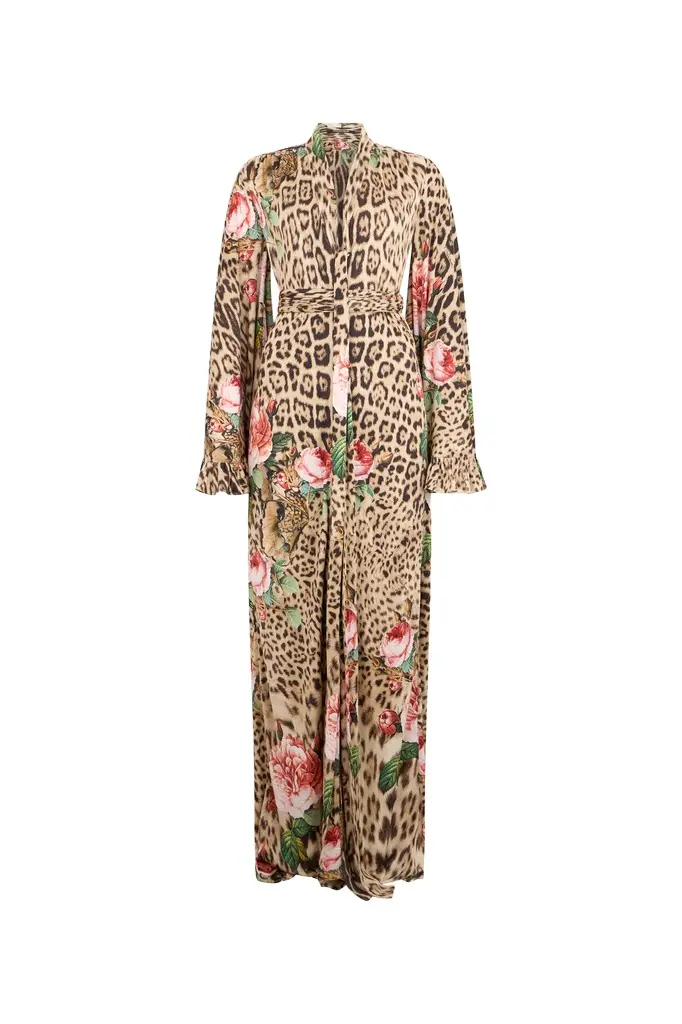Roberto Cavalli Jaguar Roses Print Dress | Image 1 Roberto Cavalli Jaguar Roses Print Dress | Image 1
