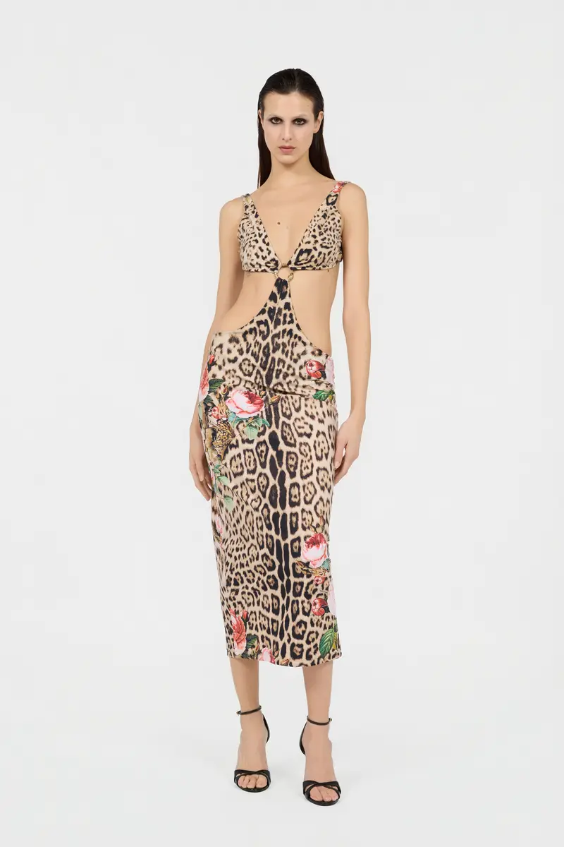 Roberto Cavalli Jaguar Roses Print Beach Dress | Thumbnail 2
