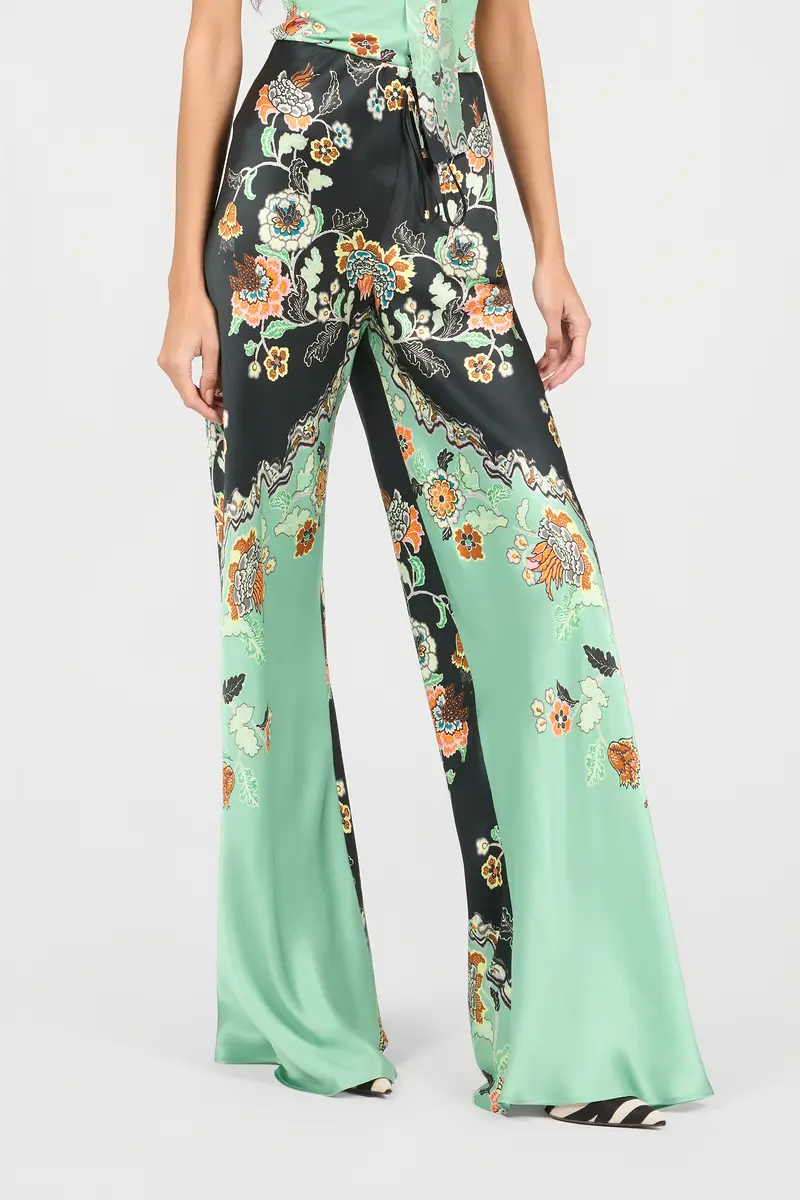 Roberto Cavalli Silk Pants With Kimono Print | Thumbnail 2 Roberto Cavalli Silk Pants With Kimono Print | Thumbnail 2
