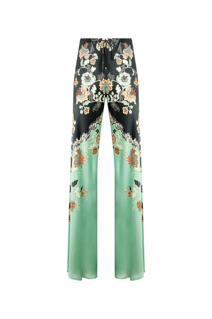 Roberto Cavalli Silk Pants With Kimono Print | Image 1 Roberto Cavalli Silk Pants With Kimono Print | Image 1