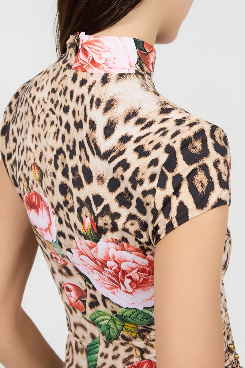 Roberto Cavalli Jaguar Roses Print Mini Dress | Thumbnail 5 Roberto Cavalli Jaguar Roses Print Mini Dress | Thumbnail 5
