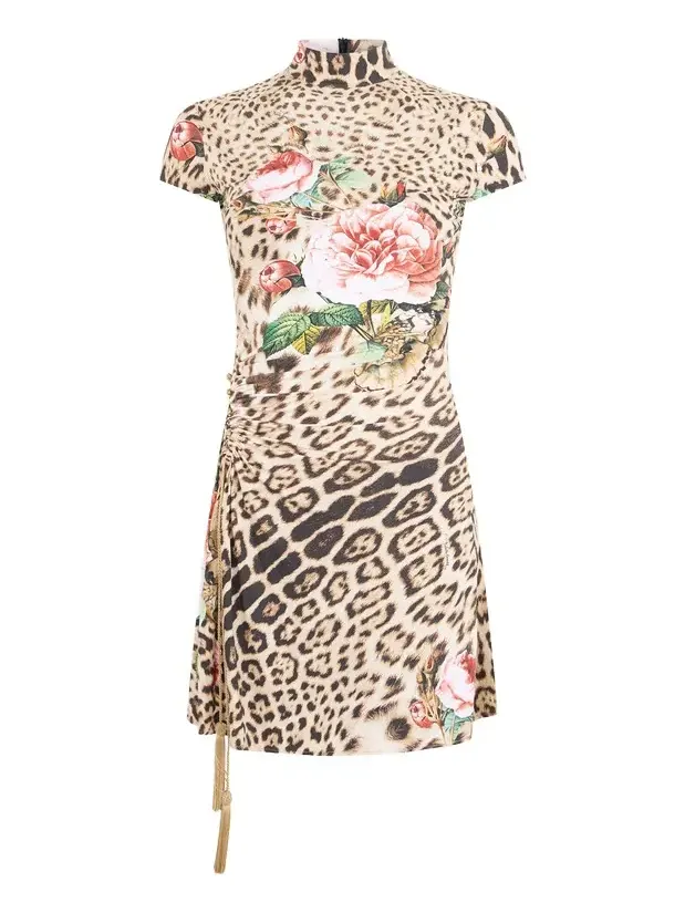 Jaguar Roses Print Mini Dress