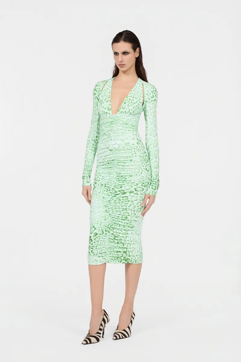 Roberto Cavalli Jaguar Mint Print Midi Dress | Thumbnail 2 Roberto Cavalli Jaguar Mint Print Midi Dress | Thumbnail 2
