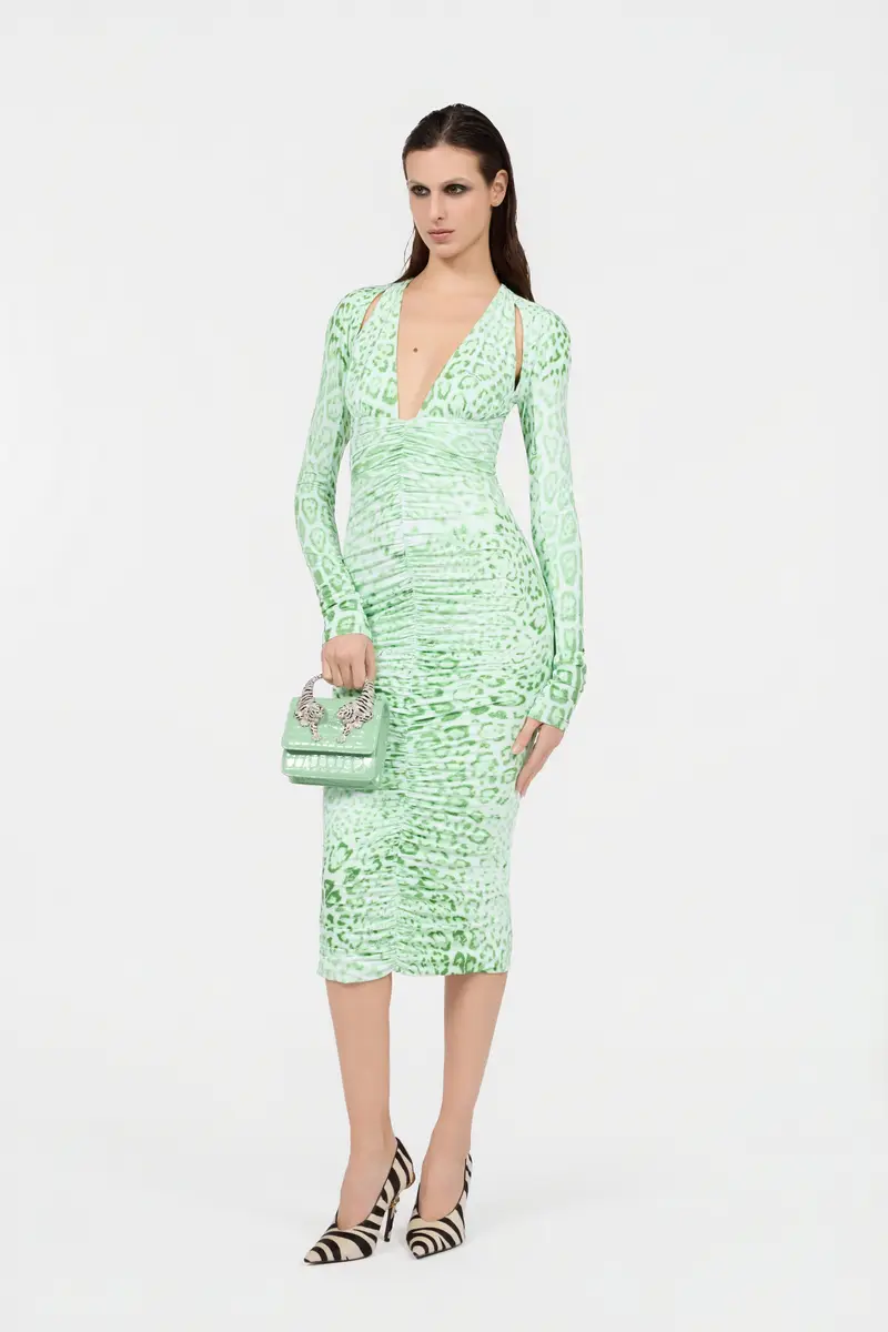Roberto Cavalli Jaguar Mint Print Midi Dress | Thumbnail 6 Roberto Cavalli Jaguar Mint Print Midi Dress | Thumbnail 6