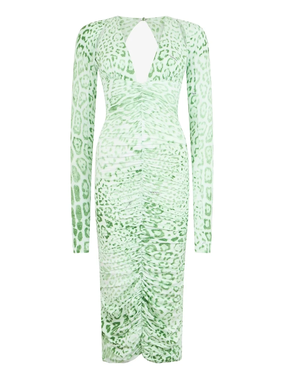 Roberto Cavalli Jaguar Mint Print Midi Dress