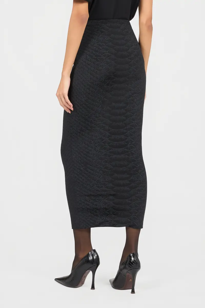 Roberto Cavalli Black Midi Skirt With Serpentine Print And Jewel Detail | Thumbnail 3 Roberto Cavalli Black Midi Skirt With Serpentine Print And Jewel Detail | Thumbnail 3