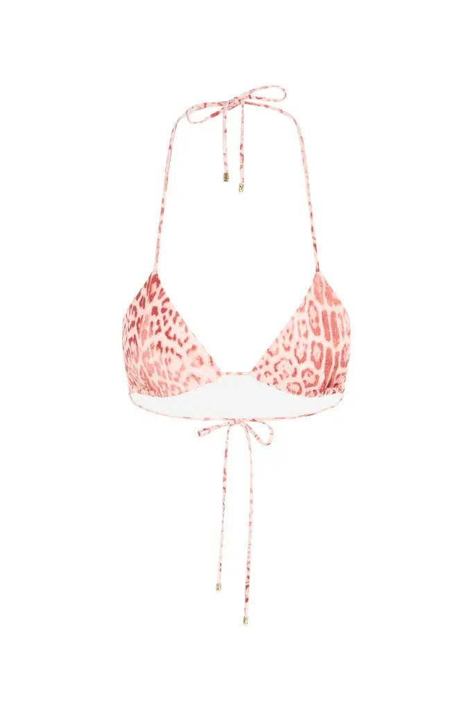 Roberto Cavalli Jaguar Pink Print Bikini Top | Image 1 Roberto Cavalli Jaguar Pink Print Bikini Top | Image 1