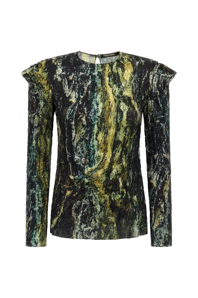 Roberto Cavalli Marble Print Top