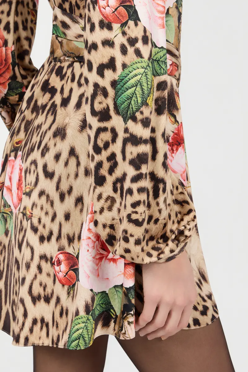 Roberto Cavalli Mini Dress Jaguar Roses Print | Thumbnail 5 Roberto Cavalli Mini Dress Jaguar Roses Print | Thumbnail 5